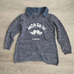 Monsieur Mustache Korea Graphic Polo Sweater